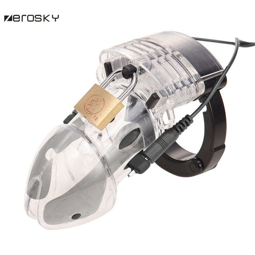 Zerosky Male Electro Shock Chastity Dick Cage